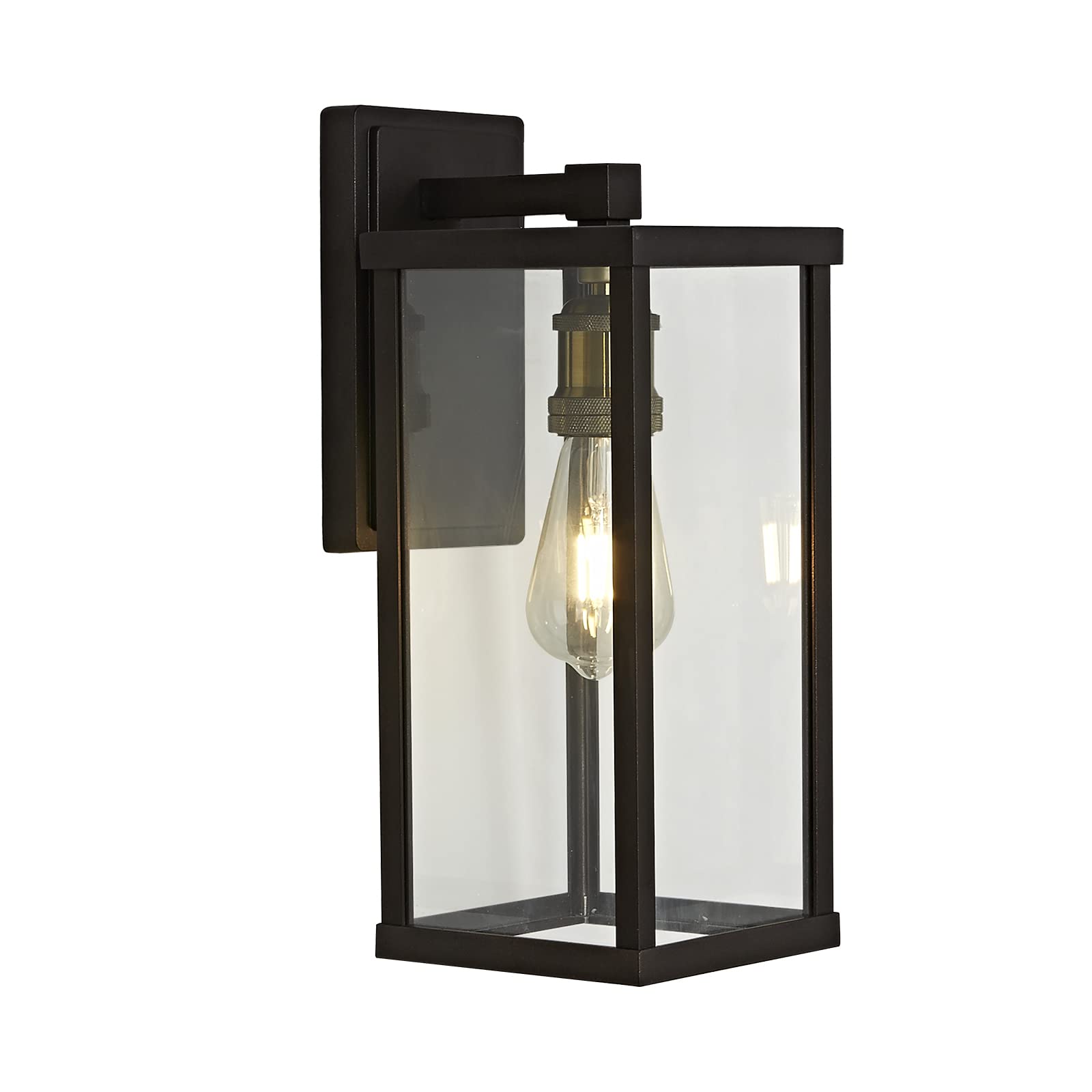 YONGYUANOutdoor Wall Latern Light Fixture, Exterior Waterproof Wall Sconce Black Anti-Rust Wall Mount Lighting with Clear Glass Shade, E26 Socket Wall Lamp for Porch(Bulb Not Included), 1 Pack