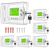 6 PCS TRJ Thermostat Lock Box with Key, Clear Thermostat Cover with Lock for Thermostat on Wall, Lockable Thermostat Lock Box Cover, AC Lock Box Cover with Key Fit Thermostats 5'H x 6.3'W or Smaller