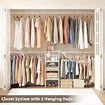 Small Closet System with Shelves, 5FT-8FT Closet Organizer System, Wooden Shelves for Closet with 2 Hanging Rods, Walk-in Closet Organizer, Adjustable Wardrobe Clothes Rack, Garment Rack, Pure White - Image 2
