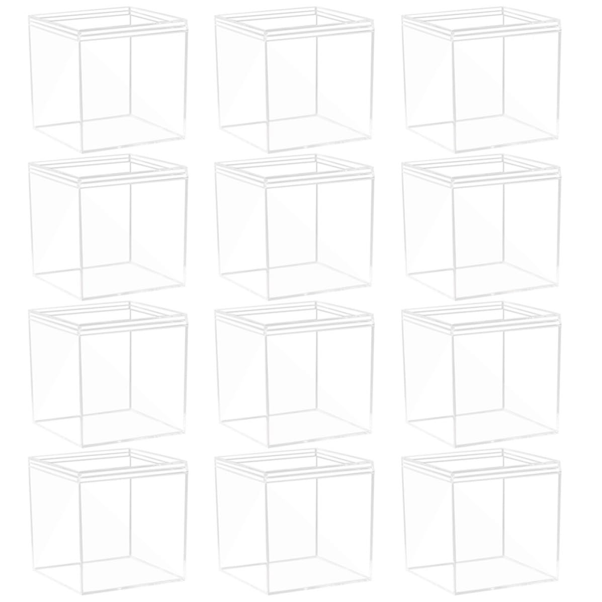 EXCEART Caja cúbica de Almacenamiento para Objetos de colección y Dulces, 12 Unidades con Tapa fácil de Abrir, Organizador Transparente para Manualidades y decoración