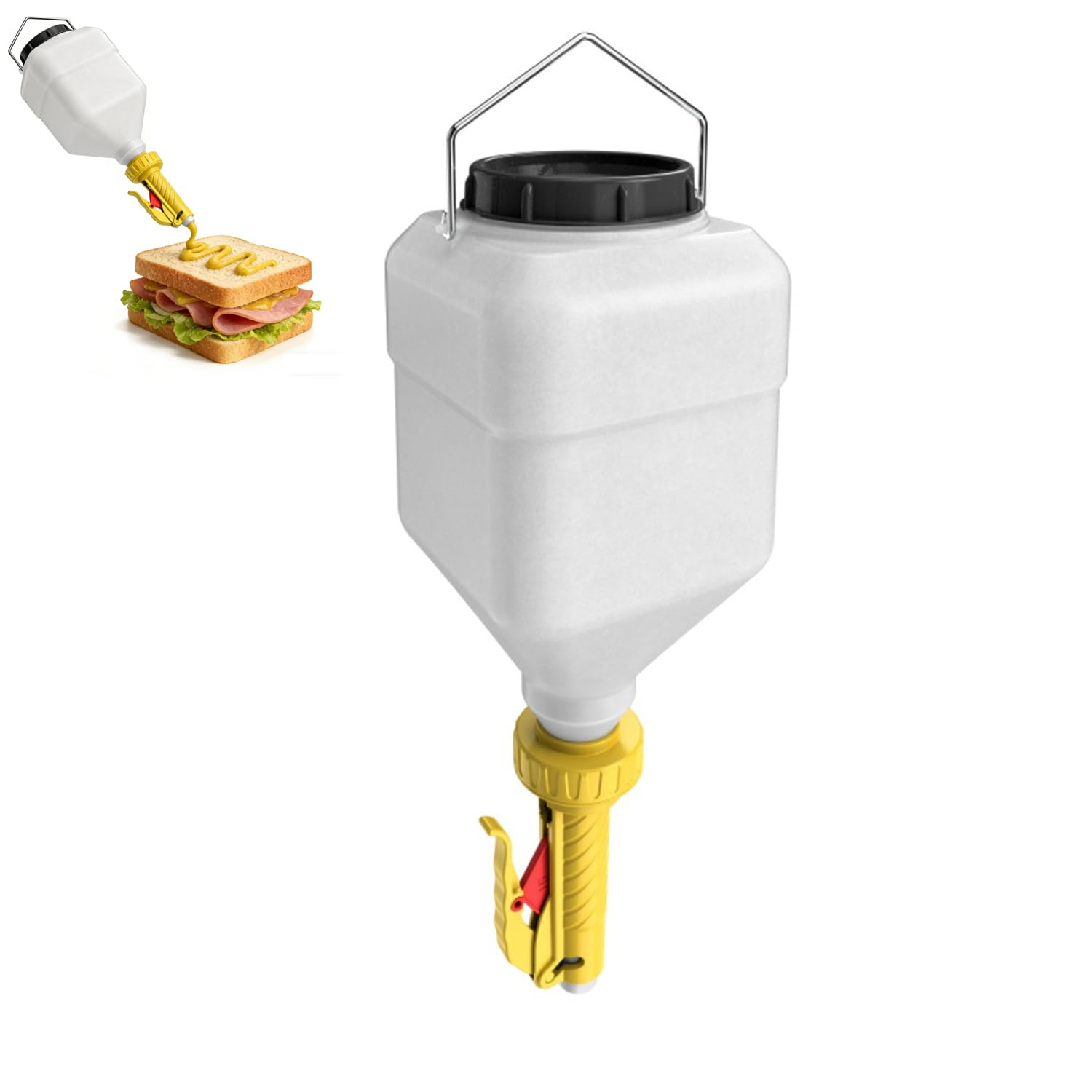 Dispensador de Salsa Colgante,Cuadrado de 5.5L,para Restaurantes,Tiendas de Patatas Fritas