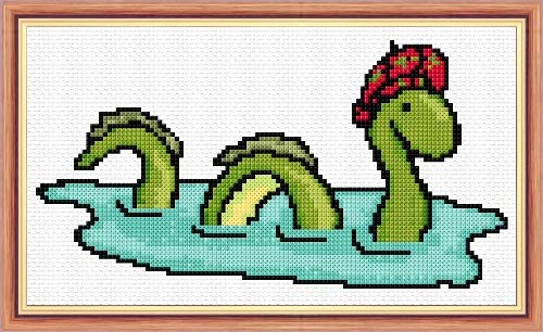 Scotland's Nessie - Loch Ness Monster - 14 Count Mini Cross Stitch Kit - Free P+P
