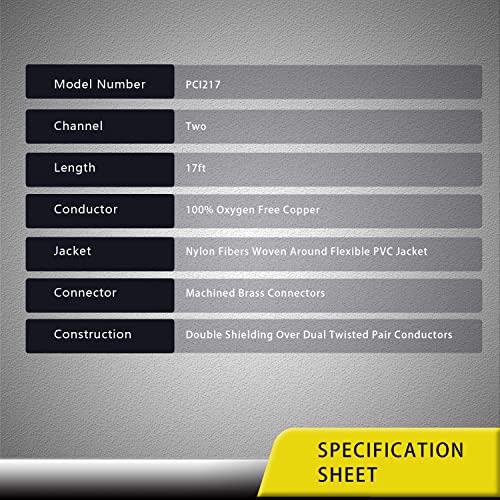 Recoil Pci217 Premium 99.99% Oxygen Free Copper 17Ft 2-Channel Rca Audio Interconnects Cable, Double Shielded With Noise Reduction #TOP5