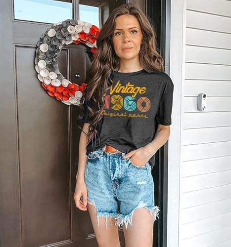 Women 65th Birthday Shirt Vintage 1960 Tshirt Sixty Five Bday Gift Casual Birthday Apparel Flower Graphic Tee Tops4