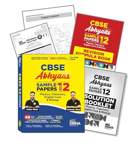 Image of Disha CBSE Abhyaas Sample Papers Class 12 - Physics, Chemistry, Biology & English Core | 100% Solutions with Marking Scheme | 40 Test Booklets, CBSE 2025-26 Sample Papers & Topper's Answer Sheets