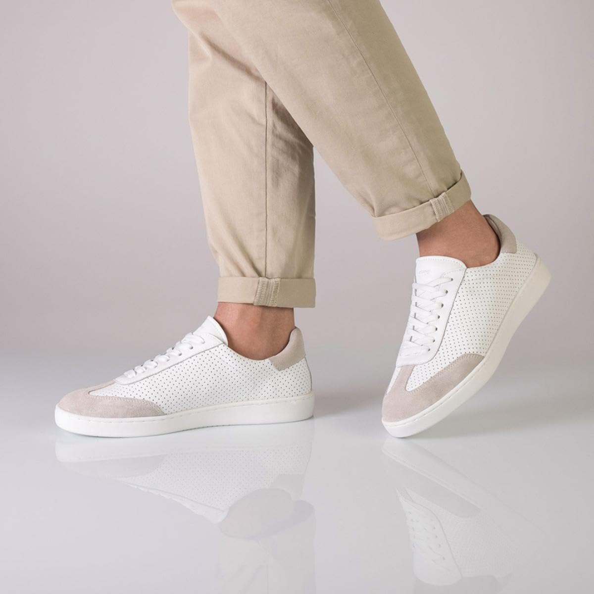 Anna Kern Suny Herren Dance Sneakers 7420 - Leder weiß - Normalweite - durchgehende PU Sohle - herausnehmbare Mehrweiten-Zwischensohle