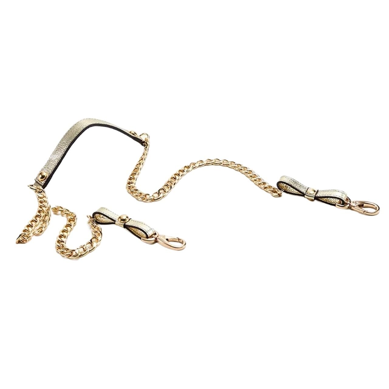 YUSUZH 1PCS 120CM Shoulder Bag Chain Aluminum with Leather Clasp Parts Buckle for Small Bag(Gold)