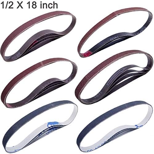 Sackorange 1/2 x 18 Inch Knife Sharpener Sanding Belts,24 Pack Work Sharp Knife & Tool Sharpener with Silicon Carbide & Aluminum Oxide - Each 4 PCS of P120 P240 P400 P600 P1000 P1200 Grits (0.5x18in)