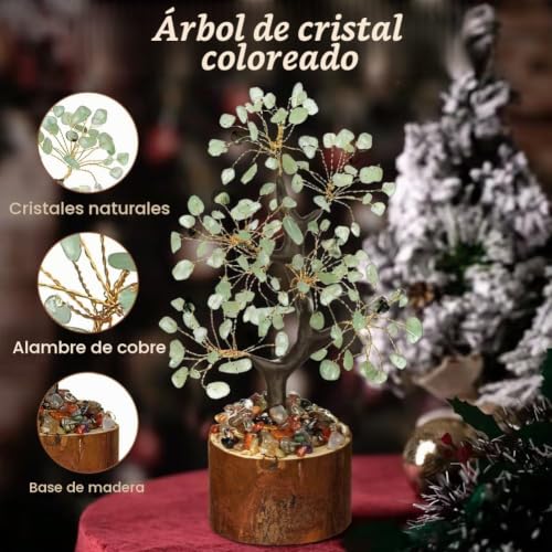 Miniatura 6 de Vicloon Árbol de la Vida de Cristal, Árbol de la Vida de los Siete Chakras para Obtener Energía Positiva, Cristales y Piedras Curativas, Hogar Oficina Decor (Prehnita)