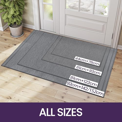 DEXI Indoor Door Mat 44 x 76 cm, Non Slip Rubber Backing, Low Profile Dirt Trapping Doormat for Entrance Patio, Pets, Grey - Image 2