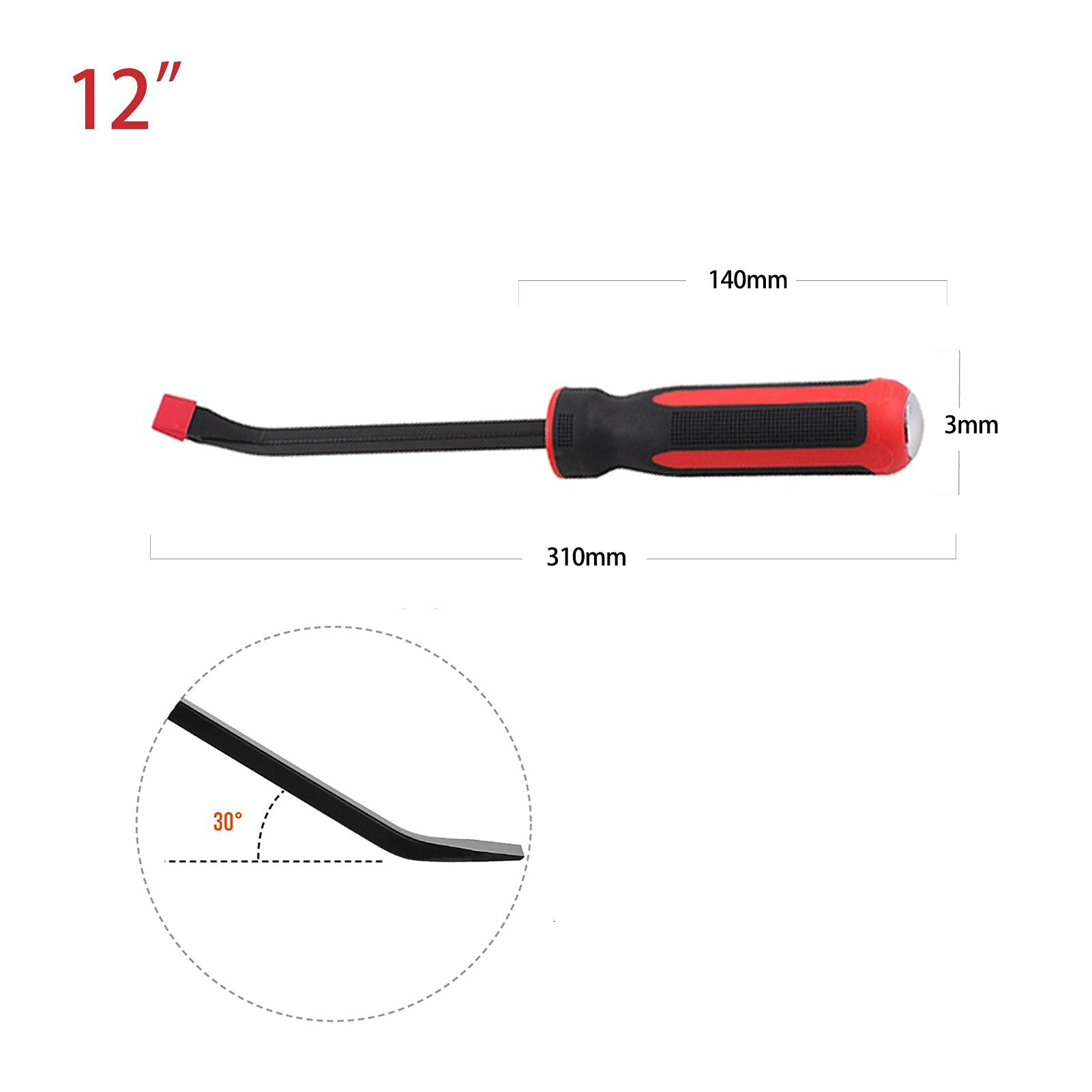 Piede di Porco 300mm, Piede di Porco Professionale, Palanchino, Leva con Impugnatura in Plastica, Teste Battenti in Metallo, per Pneumatici, Attrezzo a Leva per Auto, Moto, Biciclette (12 Pollici)