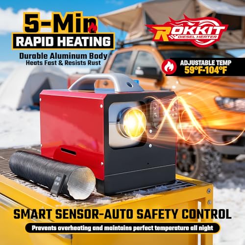 Image of Diesel Heater 8KW, All-in-One Portable Diesel Parking Heater with LCD Thermostat Monitor & Remote Control, Fast Heating Low Noise Heater for Tent, Car, RV, Camper