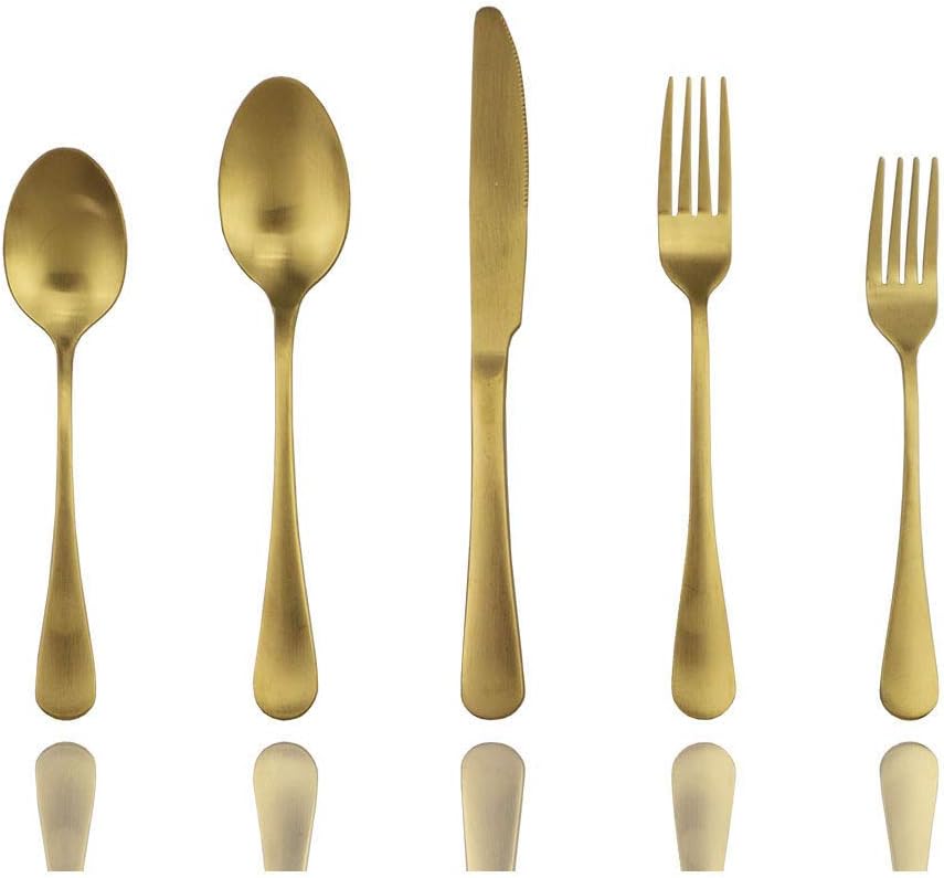 JASHII Silverware Set, Matte Gold Flatware Cutlery Set