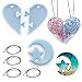 2 Stück Herzen Silikonform Epoxidharz Formen Aanhänger Liebe Schloss Herz Mond Stern Gießformen Epoxy Formen Silikon mit 4x Halsbänder für DIY Basteln Schmuckherstellung Halskette Schlüsselbund