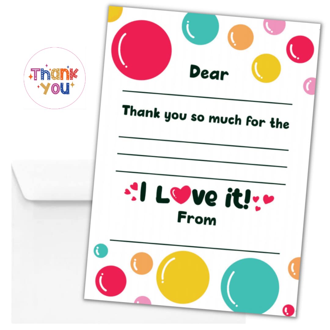 Hat Acrobat 30 Kids Thank You Cards with Envelopes and Stickers - Fill In The Blank Thank You Cards for Kids - Gender Neutral Thank You Cards Kids (
