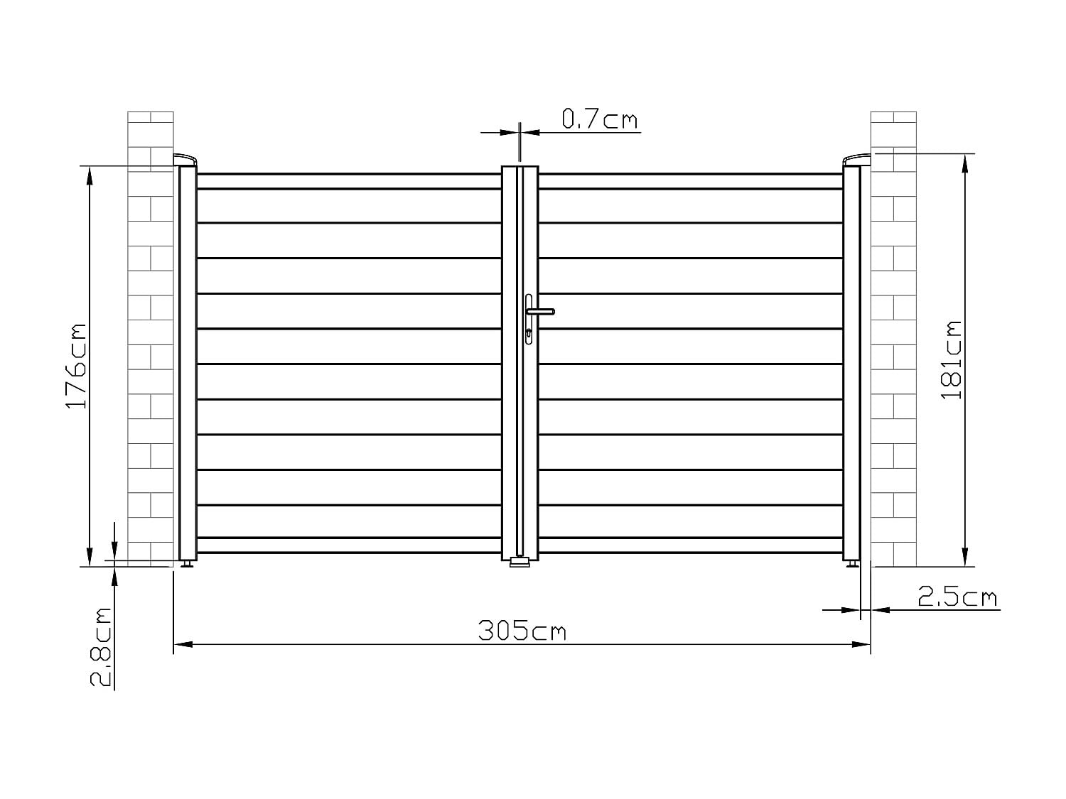 Vente-unique - Portal batiente Aluminio Completo L305 x 181 cm Antracita Nazario