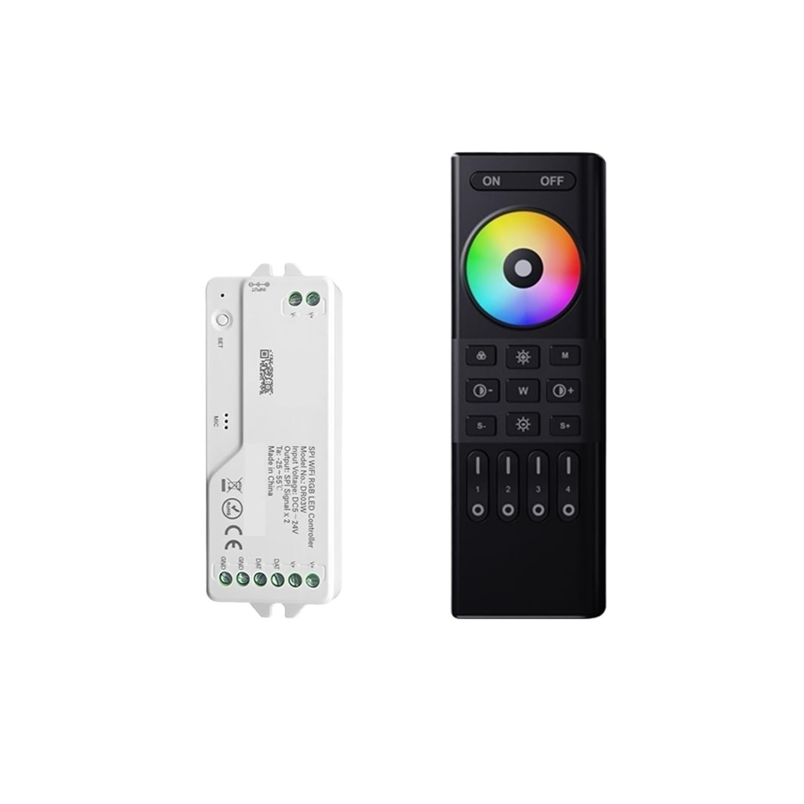 Controlador LED RGB Symphony DR03W con regulador y control remoto negro