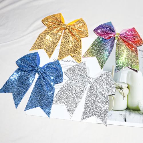 Pinza de pelo con moño grande de lentejuelas azul 7 pulg miniatura 6