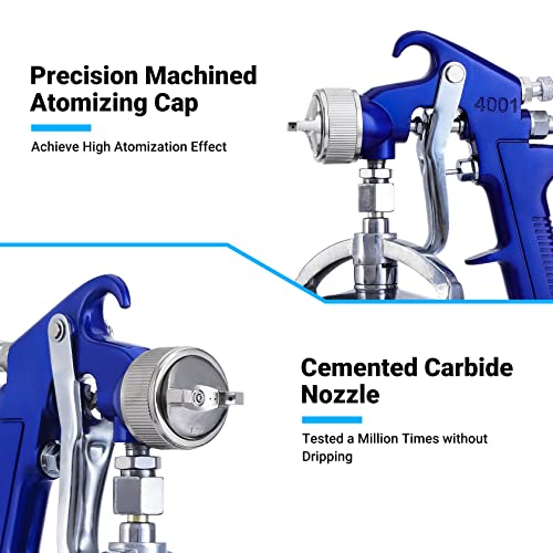 Pindex Siphon Air Paint Spray Gun, Suction Feed Paint Sprayer with 1.3 1.7 2.0 mm 3 Nozzles 1000 ml Aluminum Cup for DIY Furniture Home Garden Car Wall