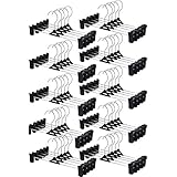 KUENTAI ズボン ハンガー 強力クリップ 50本セット プラスチック ブラック スカート ズボン ピンチ すべらない 型崩れしない 28cm 洗濯 タオル掛け 洗濯バサミ