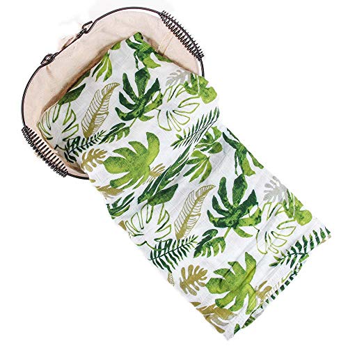 Anbenser Receiving Baby Blanket for Boy Girl 47" x 47" Breathable Bamboo Cotton Muslin Swaddle Blankets Green Leaf - Image 4