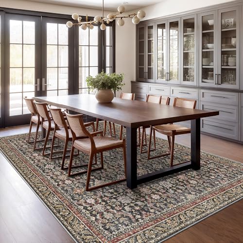 Rugland 5x7 Area Rugs - Stain Resistant Washable Rug, Anti Slip Rugs for Living Room, Vintage Tribal Area Rugs(Vintage01-Rust, 5'x7')