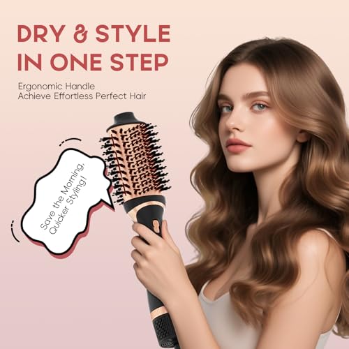 Nycoba Hair Dryer Brush Set, Multifunctional Hot Air Brush for Salon Blowouts, Negative Ion Technology & Fast Drying, Shiny and Less Frizz, Copper - view 1