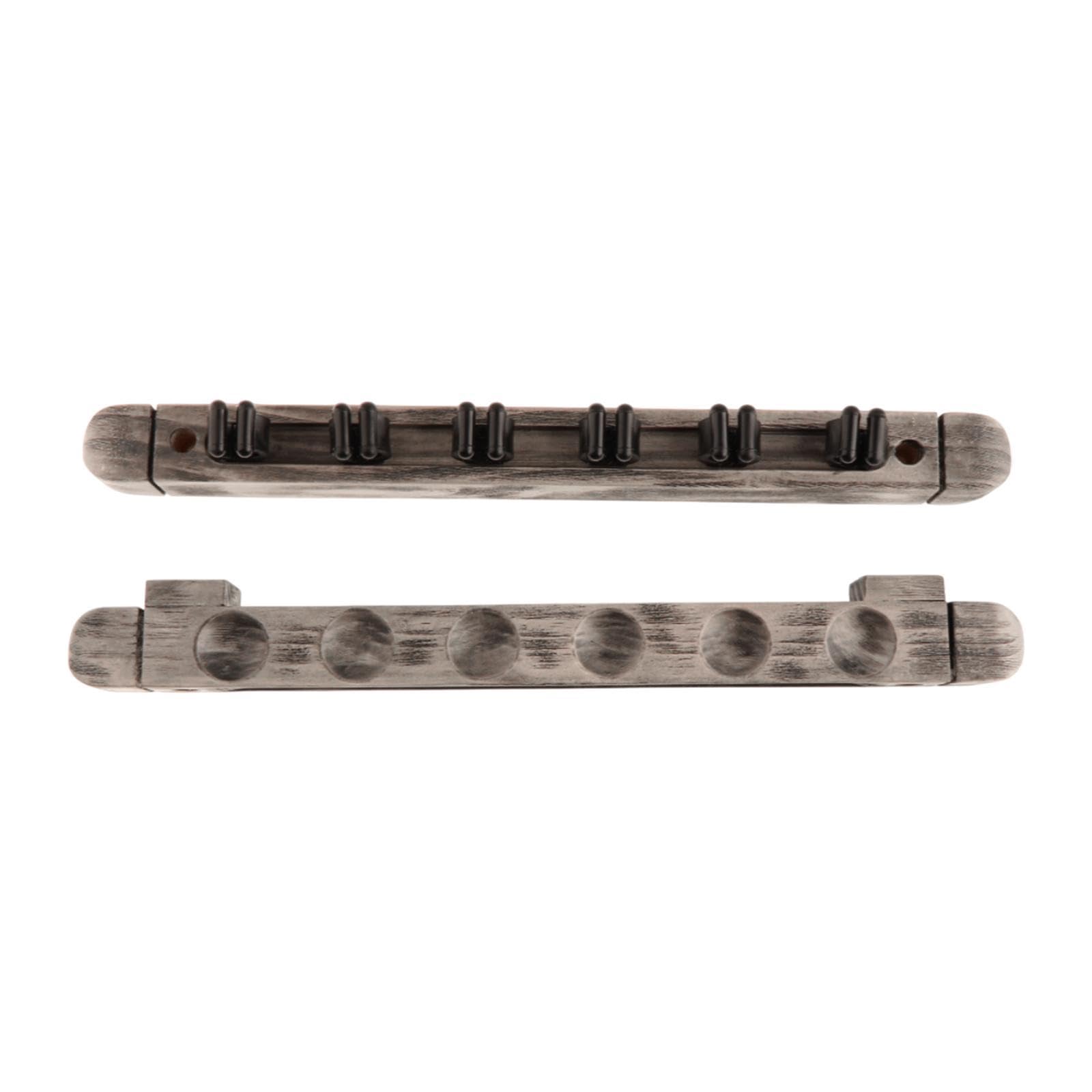 Ronyme Pool Cue Rack for 6 Cues Stick Holder Wooden Professional Wall Mounted Storage Pool Cue Wall Rack for Family Recreation Room, Gray