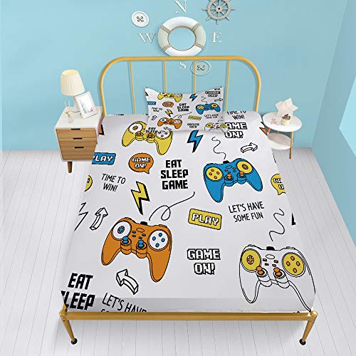 Gamer Fitted Sheet Set 3D Cartoon Gaming Bed Sheet for Kids Boys Girls Teens Video Game Bedding Set Twin 1 Fitted Sheet with 1 Pillowcase Premium Microfiber Decorative Sheet Set Gamer Fitted Sheet Set 3D Cartoon Gaming Bed Sheet for Kids Boys Girls Teens Video Game Bedding Set Twin 1 Fitted Sheet with 1 Pillowcase Premium Microfiber Decorative Sheet Set