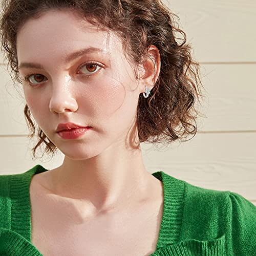 Praymos Emerald Green Earrings For Women 925 Sterling Silver Hoop Earrings May Birthstone Birth Flower Jewelry #TOP3