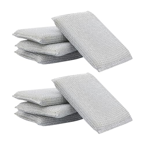 Image of 10 Pcs Metallic Sponge Scourers Non Scratch Scourer Pads Wire Scouring Pads Metal Washing Up Scourers Kitchen Sponge Scrubbers Dish Scrub Pads