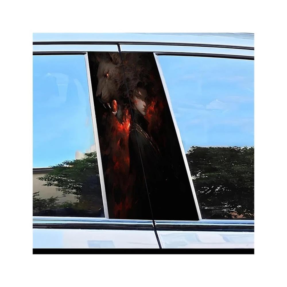 Body Parts 2pcs Car Center Pillar Stickers Human with Lion Head Scratch Protection