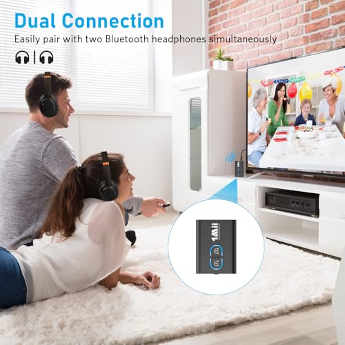 1Mii Bluetooth 5.3 Transmitter Receiver for TV to Wireless Headphones, Dual Link aptX Adaptive/Low Latency/HD Audio, Aux Bluetooth Audio Receiver Adapter for Home Stereo, Airplane, Boat, Gym by 1Mii - Image 2