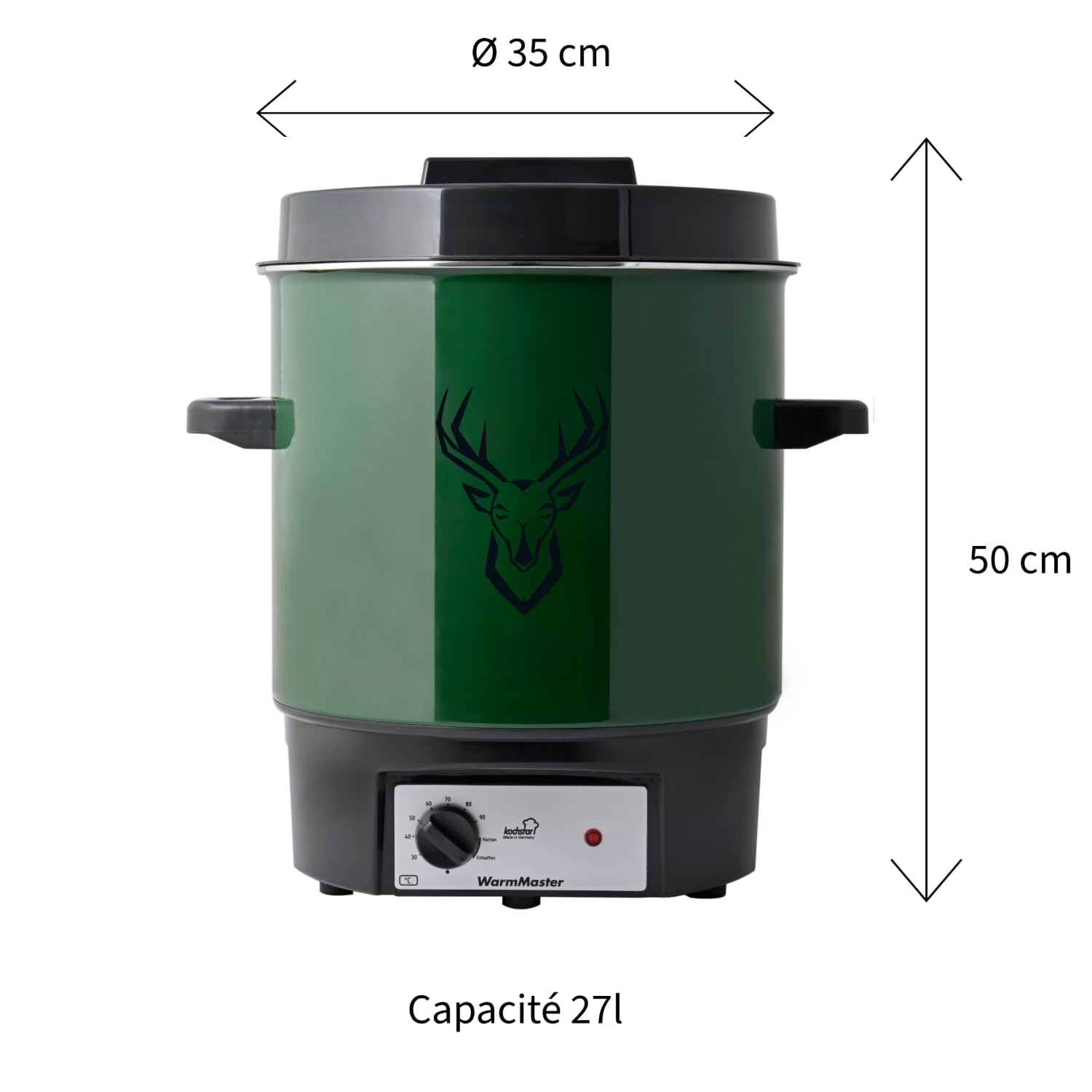 KOCHSTAR K99125035, Stérilisateur de bocaux électrique, Thermostat, 27 litres, Acier Emaillé, Décor Cerf
