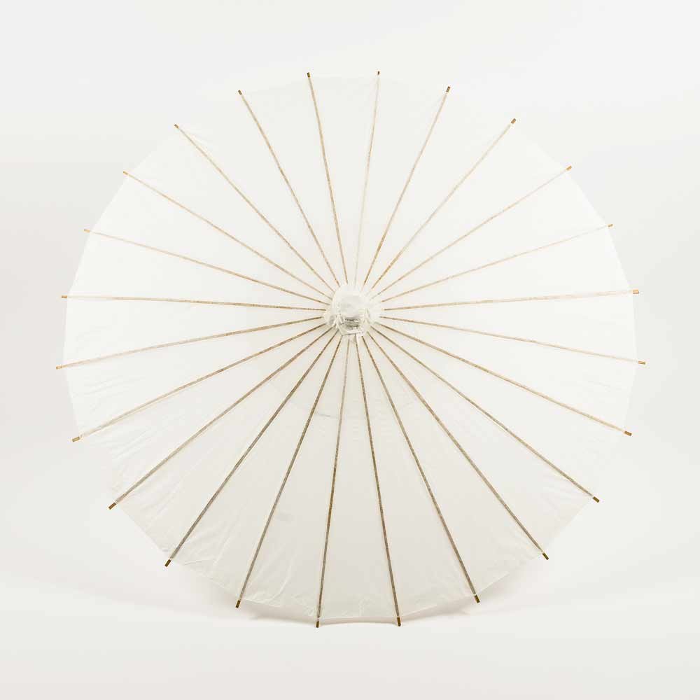 Luna Bazaar 32-Inch White Paper Parasol Umbrella (4-Pack) - Chinese/Japanese Paper Umbrella