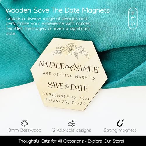 Pack 10 imanes decorativos personalizados de madera 2.5x2.5 in miniatura 3