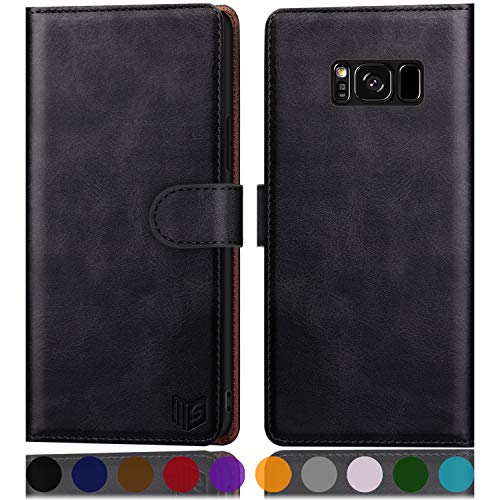 SUANPOT for Samsung Galaxy S8+ /S8 Plus 6.2 inch (Not Fit S8) Leather Wallet case with RFID Blocking Credit Card Holder, Flip Folio Book PU Cell Phone Cover Shockproof case Pocket for Men Women Black