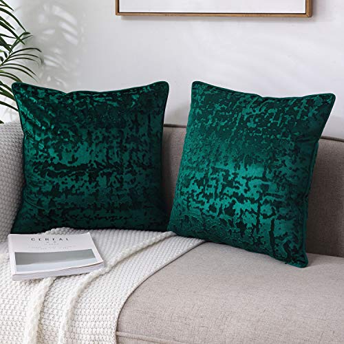 Nianer Euro Oversized Large Decorative Velvet Throw Pillow Covers Sofa Accent Couch Pillows Set Of 2 For Bed Square Pillow Cases 26X26 Deep Green #TOP1