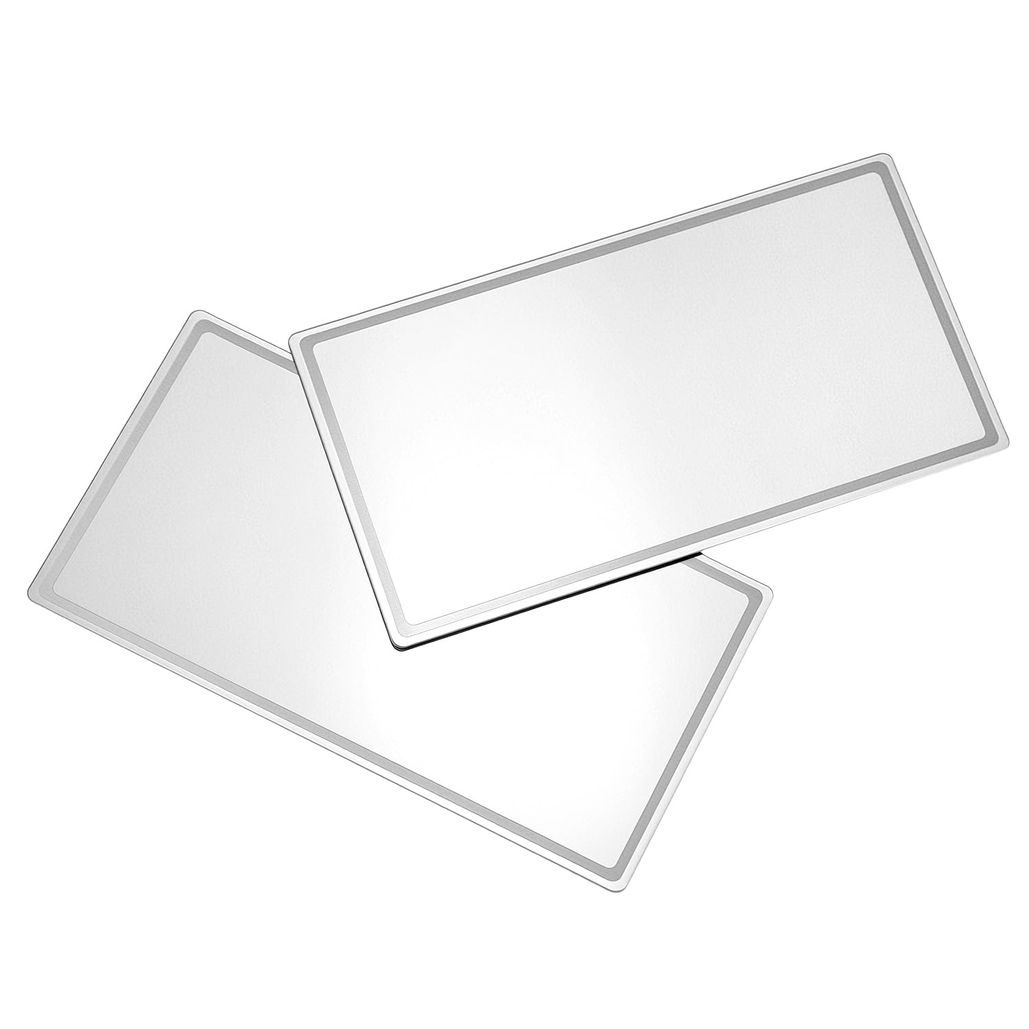 QWORK® 2 sztuki przyklejanych lusterek 8 x 15 cm do osłony przeciwsłonecznej samochodu – Nietłukące się lusterko do makijażu ze stali nierdzewnej do Twojego pojazdu