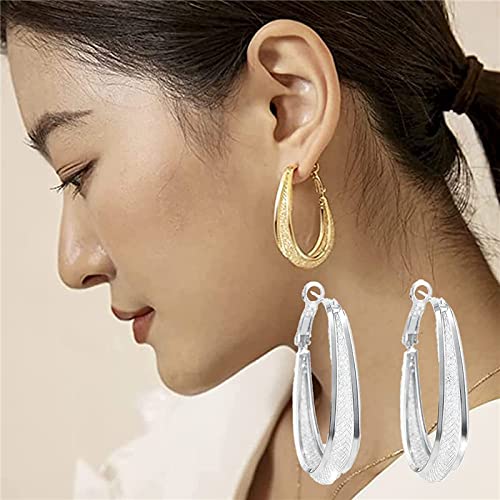 Woasvad Gewebte Mesh Oval Ohrringe, Mesh Ohrringe, Mesh Kristall Ohrringe, Gewebte Mesh Oval Ohrringe Silber Für Frauen, Kristall Ohrringe Für Frauen Baumeln, Damenmode Ohrringe (Sliver) Cover