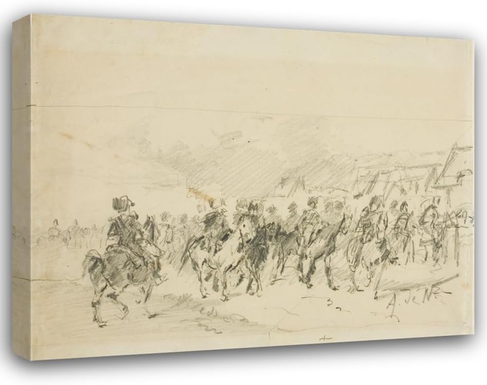ArtDirect Man on Horseback Custom Framed Art Print Giclee Print or Canvas Options with Various Sizes and Customization by Alphonse Marie De Neuville
