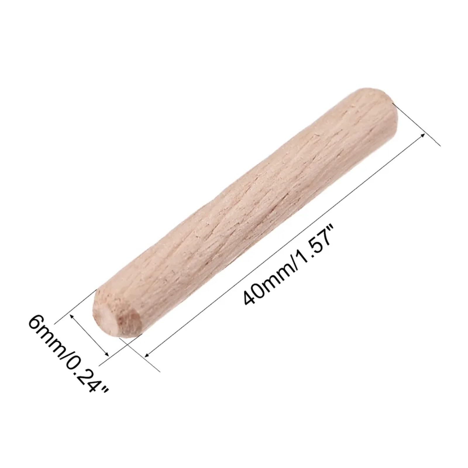 Bâtonnets en bois pour loisirs créatifs Assortiment de chevilles en bois, paquet 100 cannelées et biseautées, plusieurs tailles(6 x 20mm)