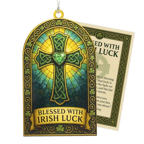 Image of Irish Ornament - St Patricks Day Gifts - Irish Gifts with Card and Envelope - St Patrick's Day Gift for Kids and Adults, Classroom and Coworker Exchange, Fun Leprechaun Card