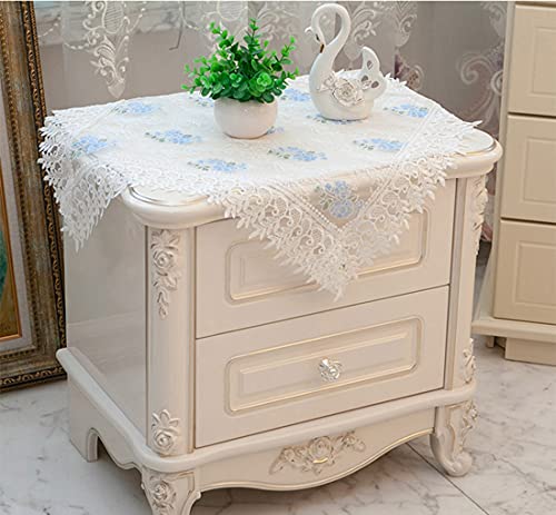 Mantel cuadrado para mesita de noche, cubierta decorativa para mesa de noche, cubierta para mesa al lado de mesa, funda para decoración de bodas, fiestas, hogar, sala de estar (blanco 6) Cover