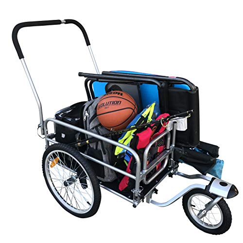 2 in 1 20" Wheels Cargo Utility Stroller and Bicycle Bike Trailer Beach Cart Silver Chrome - Thumbnail 6