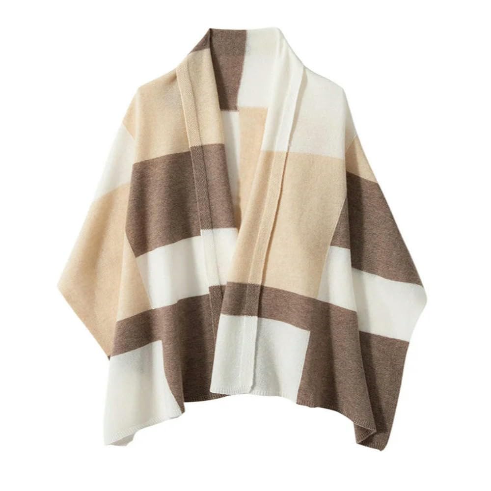 Bufanda Tipo Chal Lana y Cachemir a Rayas para otoño e Invierno, Bufandas Grandes de Cachemir para Mujer, Chal Exterior Ligero y Fino