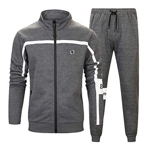 MANTORS Men's Full Zip Tracksuit Set Casual Jogging Athletic Sweat Suits 29Gray 2XL