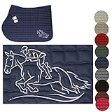  ESKADRON Schabracke mit Springpferd bestickt , Garnfarbe:lila, Schabrackenfarbe:grey