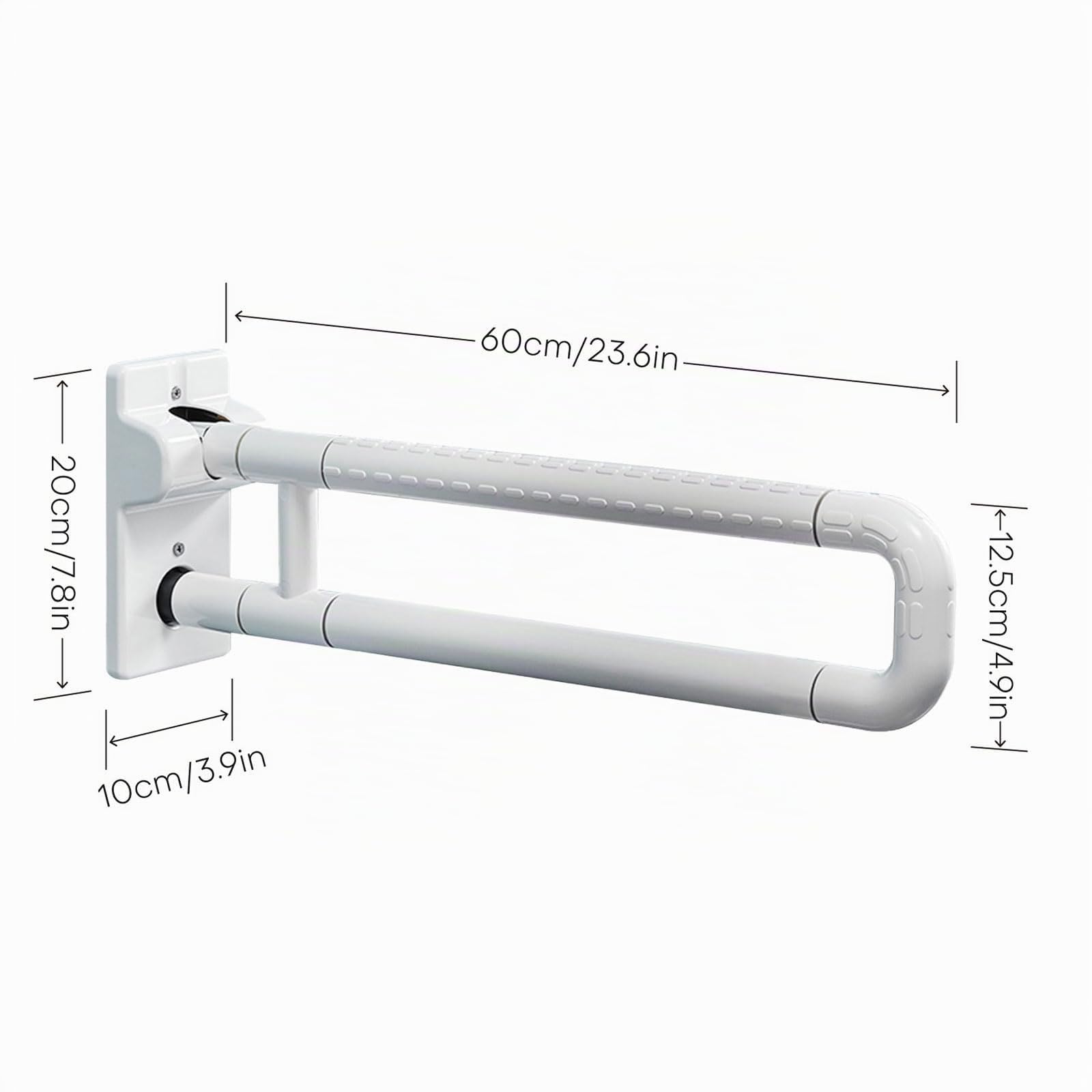 WC Wandstützgriff Weiß, Toilette Haltegriff Edelstahl Wandstützgriff Klappbar Haltegriff Badezimmer Haltegriffe Safe StüTzklappgriff Haltegriffe Aufstehhilfe Senioren Behinderte Schwangere 60cm/23.6in