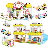 Coffee House Building Kit Supermarket Creative Building Toy Set for Kids, Best Learning and Roleplay Gift for Girls and Boys with Storage Box (1061 Pieces)